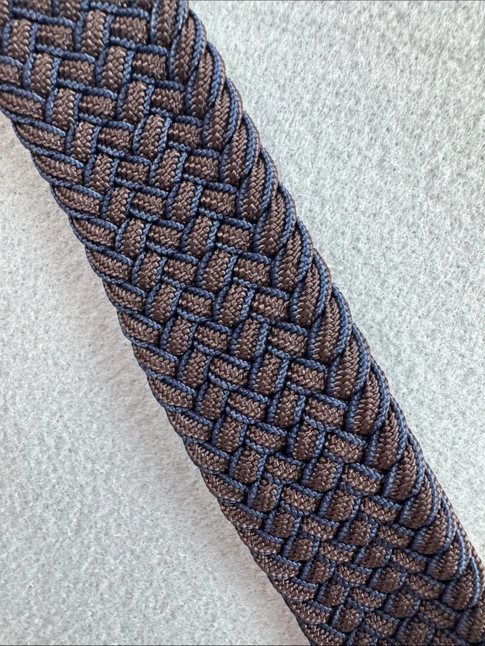 Tommy Bahama Blue Brown Braided Reversible Stretch Belt Silver Buckle Size L/XL